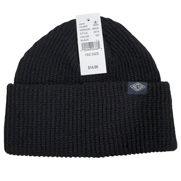 PacSun Black Knit Beanie One Size Warm & Stylish black color men/women new - Picture 2 of 7